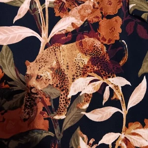 Flattering Whimsical Classy Leopard Jungle Print Officecore Faux Wrap Dress M - Picture 1 of 16