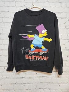 Sudadera negra de patinaje vintage de Los Simpson Bartman SSI 1990 manga larga sin etiquetas - Imagen 1 de 15
