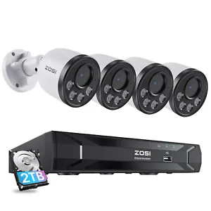 ZOSI 4MP PoE Überwachungskamera Set 8CH 2TB 5MP NVR 24/7 Aufnahme Audio WIE NEU - Bild 1 von 13