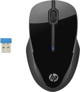 HP 250 BLACK 2.4 GHz USB Wireless Mouse with Blue LED 1000, 1200, 1600 DPI - Picture 1 of 2