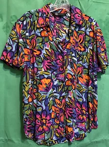 Aim Sport Blouse Flowers Button Front - Picture 1 of 1