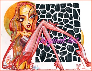 DISNEY ARTIST GULLERUD Pag ORIGINAL ART Sexy Legs Stocking Pinup Woman high heel - Picture 1 of 1