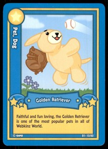 2007 Ganz Webkinz Series 1 Card Golden Retriever #10