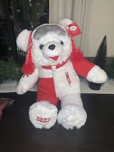 Holiday Time 15 inch Snowflake Teddy Bear 2022, Red Ski Wear Girl - Ships Fast