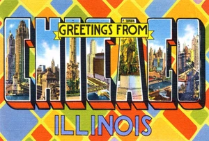 Greetings From Chicago, Illinois - 1930's - Vintage Postcard Poster - Picture 1 of 1