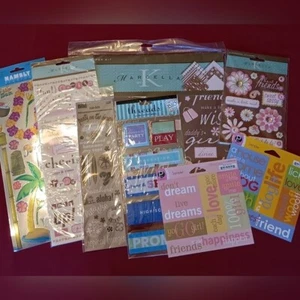 Pacchetto di forniture per scrapbooking - (8) pezzi - carta, adesivi, sfregamenti, trasferimenti - Foto 1 di 8