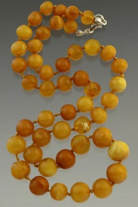 ANTIQUE Vintage Egg Yolk Beads Genuine BALTIC AMBER Necklace 20.8g 141118-2 - Picture 1 of 7