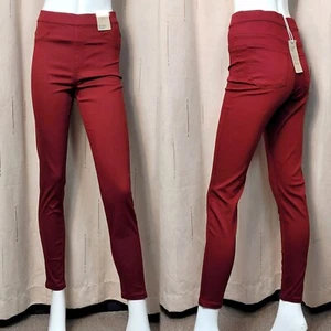 M&S High Rise PULL-ON Cotton Rich JEGGINGS ~ Größe 12 lang ~ TIEFROT - Bild 1 von 5
