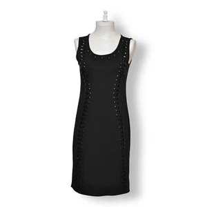 CARMEN MARC VALVO Dress Womens Small Black Sleeveless Beaded Sheath - Picture 1 of 10
