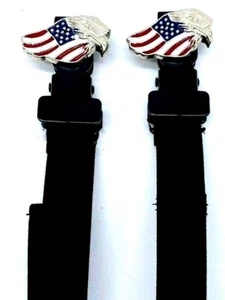 USA FLAG EAGLE MOTORCYCLE PANTS BOOT STRAP STIRRUP HEAVY DUTY CLIP USA MADE - Bild 1 von 2