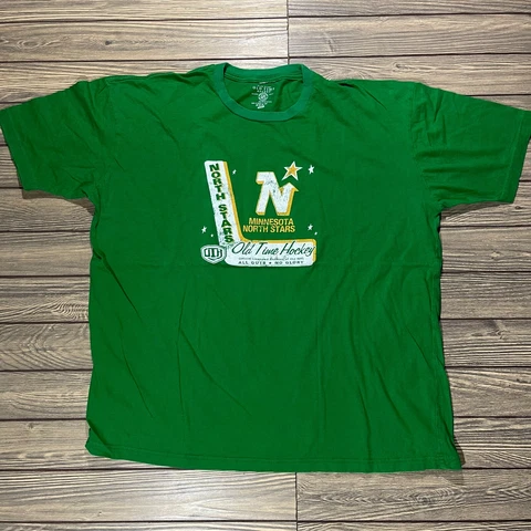 Minnesota North Stars Shirt Adult 2XL Green Old Time Hockey NHL Short Sleeve Men Cover