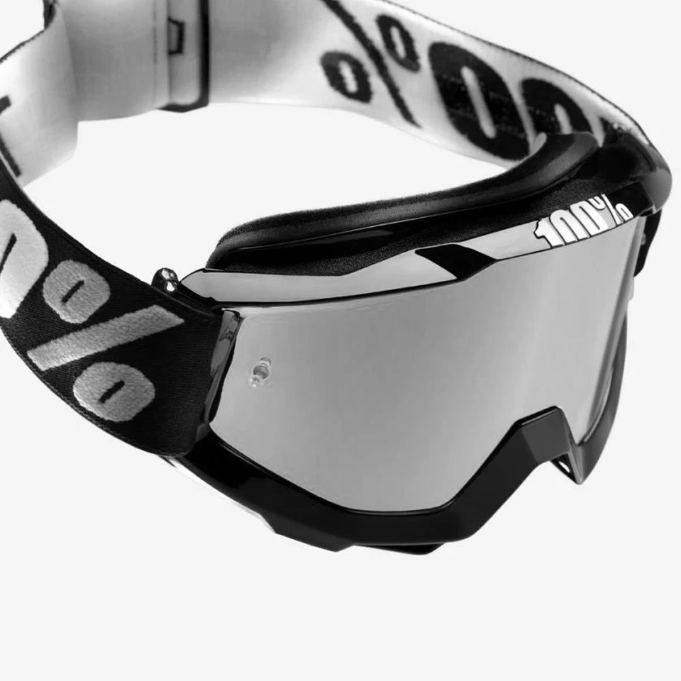 Gafas De Motocross AcuRi MX 100% Percent Tornado Negro Espejo Plateado / Claro - Imagen 1 de 1