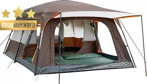 Extra Large Tent 12 Person Family Cabin Tent 2 Rooms 3 Doors Waterproof - Picture 1 of 12