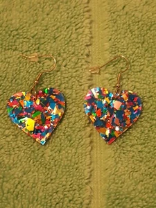 Glitter Heart Earrings - Picture 1 of 2