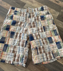 Chor Plaid Patchwork Shorts Men Size 34 Madras Bermuda -READ - Picture 1 of 18