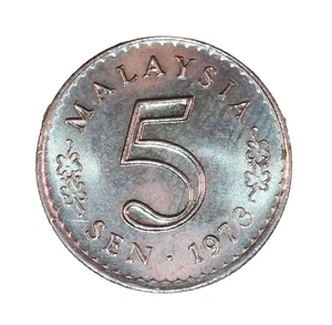 1973 MALAYSIA 5 SEN - CIRCULATED - KM2 - Picture 1 of 2