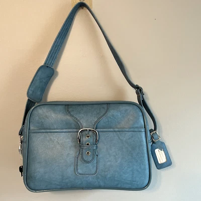 Maleta de hombro suave vintage azul cachemira interior llaves Foto 1 de 4