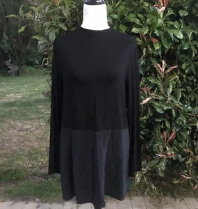 BLUE ILLUSION Size S Silk Top Black Round Neck Long Sleeve Lightweight Stretch - Picture 1 of 10