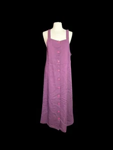 Eggplant Strap Dress sz M Tie Back Hippie Soft Corduroy Amish Modest Length  - Picture 1 of 4