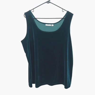 Susan Graver Teal Velvet Tank 2X Jewel Tone Quiet Luxury Holiday Glam Chic - Image 1 of 4