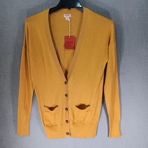 Mossimo Cárdigan Suéter Cuello en V Bolsillos Amarillo Mostaza NUEVO ALGODÓN Ligero - Imagen 1 de 5
