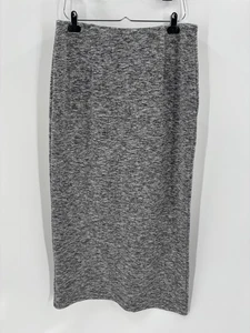 Cut Loose Midi Skirt Womens Large Gray Knit Pull On Stretchy Slit Unlined Pencil - Picture 1 of 12
