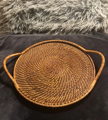 Pampered Chef Woven Selections Wicker Serving Tray W/Handles - Image 1 of 4