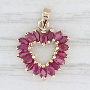 1.04ctw Ruby Open Heart Pendant 14k Yellow Gold - Picture 1 of 5