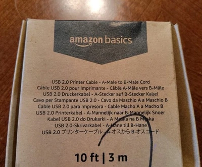 AmazonBasics A6TK 10ft USB 2.0 Printer Cable Black --A Male To B Male Cord - Image 1 of 4