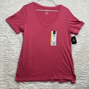 V Neck TShirt Women's Size M Member's Mark Short Sleeve Relaxed Pink NWT - Picture 1 of 14