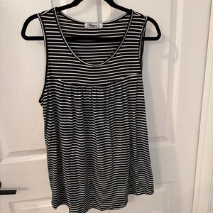 Kikiberry Women’s Cotton Sleeveless Top Light Black Striped Babydoll Size Large - Picture 1 of 7