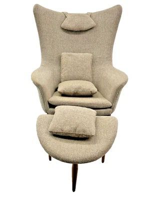 H.W. Klein for Bramin Mobler Danish Modern Lounge Chair & Ottoman – 1960s MCM - Image 1 of 4