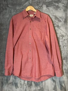LL Bean Shirt Mens Medium Reg Red Check Trim Fit Button Down Wrinkle Resistant - Picture 1 of 7