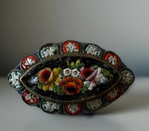 Antique Victorian Floral Micro Mosaic Pin/Brooch - Picture 1 of 6