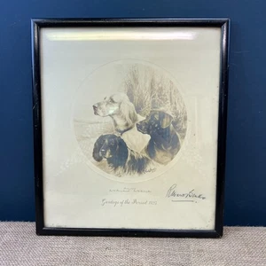 ANTIKE AQUATINTA RADIERUNG DRUCK VON REUBEN WARD BINKS SIGNIERT GERAHMT WAFFENHUNDE 1923 - Bild 1 von 15