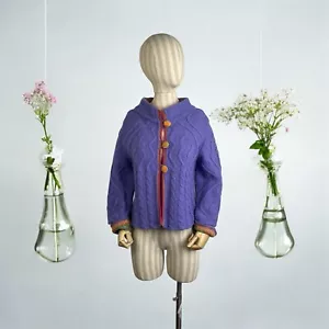 Ivko lila Wollmischung Strick Cardigan Jacke, Gr. L/40, Handmade in Serbia - Bild 1 von 22