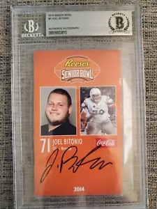 Joel Bitonio Rookie AUTO Firmato 2014 Reese’s Senior Bowl Beckett Autenticato C - Foto 1 di 2