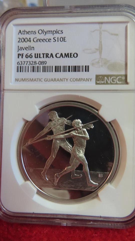 2004 Greece Greek Olympics Athens Javelin .925 34 gram silver coin NGC PF66 proo - Image 1 of 4
