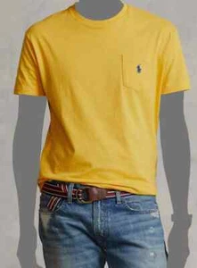 Polo Ralph Lauren Hombre Calce Clásico Bolsillo Camiseta Amarilla Talla Mediana - Imagen 1 de 4
