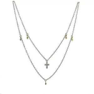 0,25 KT. SI1-G ECHTER DIAMANT KREUZ CHARM ANHÄNGER HALSKETTE 10K WEISSGOLD 16" - Bild 1 von 8