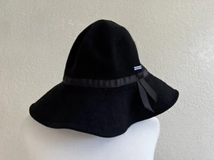 KANGOL Black Natural Sweetcorn Siren Ladies Hat Bucket Wide Brim Floppy Size L - Picture 1 of 9