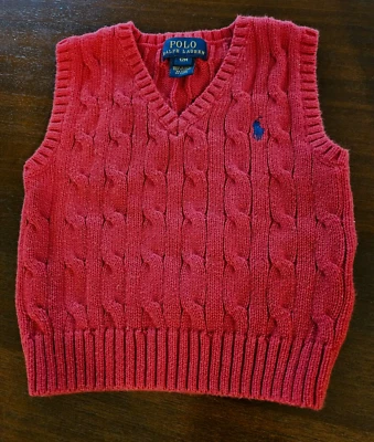 Polo Ralph Lauren Suéter Chaleco Rojo Azul Marino Poni Niño Infante 12 meses Foto 1 de 4