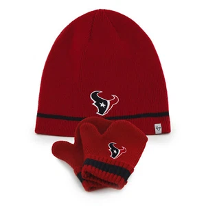 Kid's NFL Houston Texans Striped Hat and Mitten Set by '47 Brand - Picture 1 of 1
