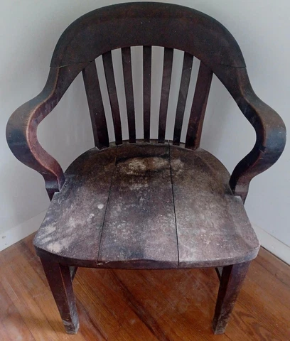Antique Marble & Shattuck Chair Co Cleveland, Ohio - Oak Wood Arm Banker’s Juror Cover