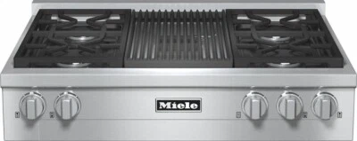 Miele 36 英寸不锈钢 LP 系列上衣带 4 个燃烧器和烧烤架 - KMR1135LP — 第 1/3 张图片