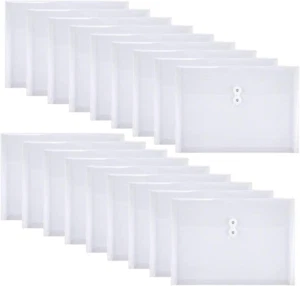 18 Packungen Folio-Format Kunststoff Akten Umschläge Klar Datei Ordner mit Schnurverschluss - Bild 1 von 12