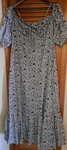 New INC Resort Frankie Floral Black & White Maxi Dress Sz L / XL MSRP $ 119.50 - Picture 1 of 13