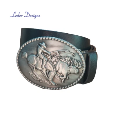 Ledergürtel + Gürtelschnalle Buckle Western Gürtel Longhorn Cowboy Rodeo . - Bild 1 von 4