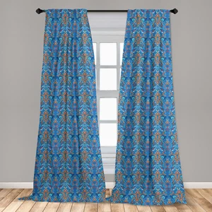 Blue Microfiber Curtains 2 Panel Set for Living Room Bedroom in 3 Sizes - Picture 1 of 2