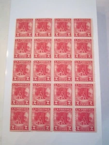 1928 U.S. STAMP SCOTT #645 TWO CENT PARTIAL STAMP SHEET OF 20 STAMPS - OFC-D - Picture 1 of 4